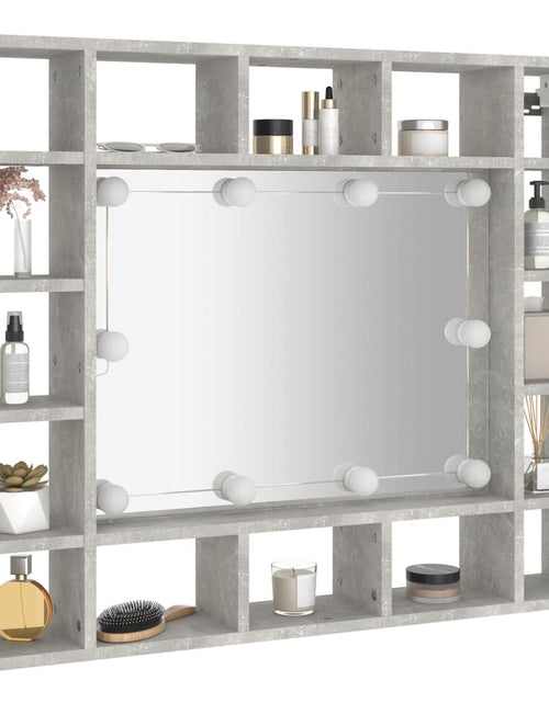 Încărcați imaginea în vizualizatorul Galerie, Dulap cu oglindă și LED, gri beton, 91x15x76,5 cm
