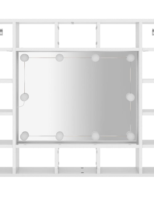 Загрузите изображение в средство просмотра галереи, Dulap cu oglindă și LED, alb extralucios, 91x15x76,5 cm
