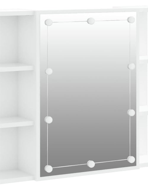 Загрузите изображение в средство просмотра галереи, Dulap cu oglindă și LED, alb extralucios, 70x16,5x60 cm
