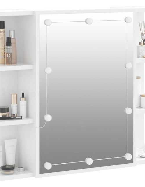 Încărcați imaginea în vizualizatorul Galerie, Dulap cu oglindă și LED, alb extralucios, 70x16,5x60 cm
