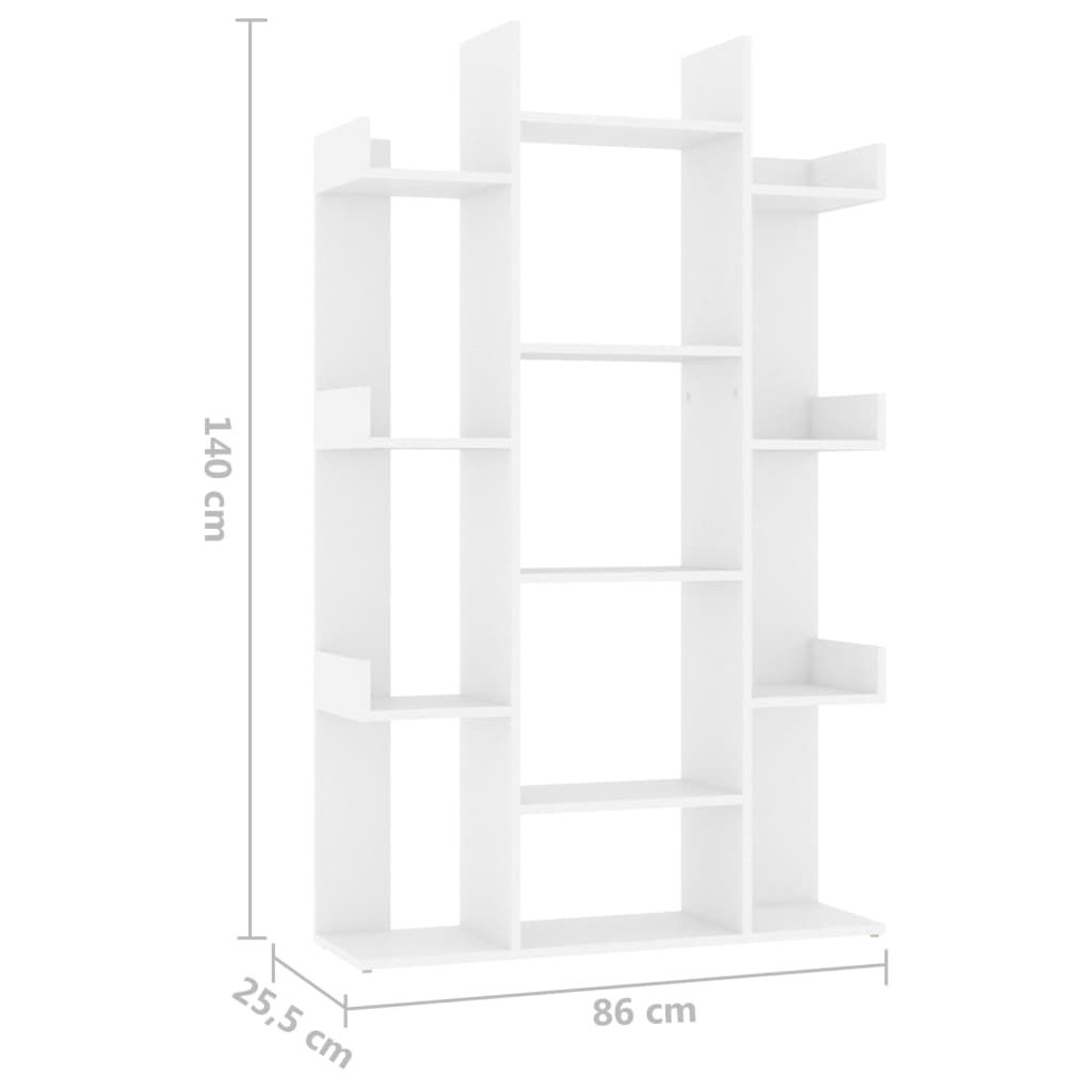 Bibliotecă, alb, 86x25,5x140 cm, PAL