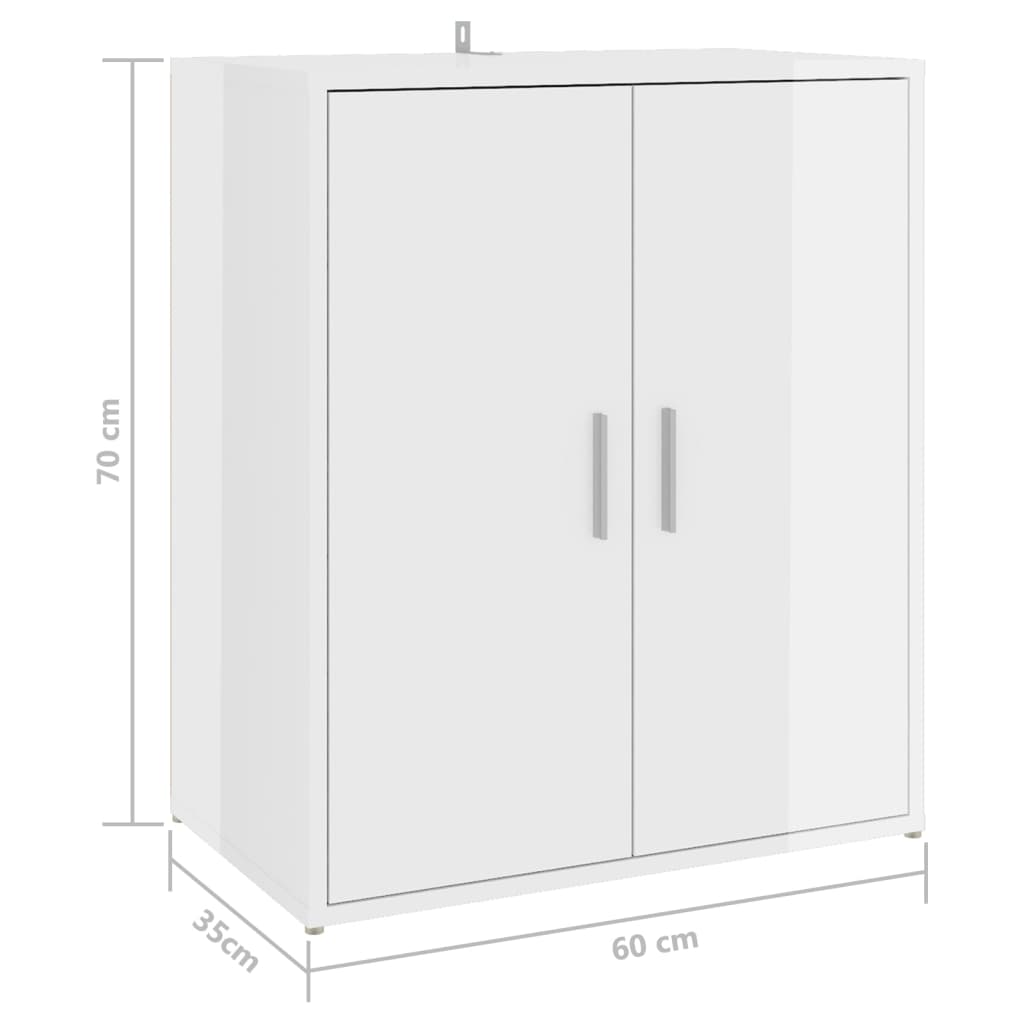 Pantofar, alb extralucios, 60x35x70 cm, PAL