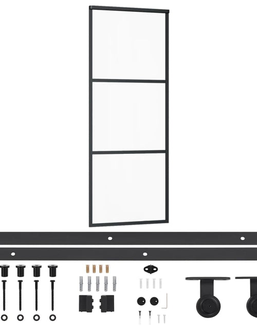 Încărcați imaginea în vizualizatorul Galerie, Ușă glisantă cu set feronerie, 76x205 cm, sticlă ESG/aluminiu
