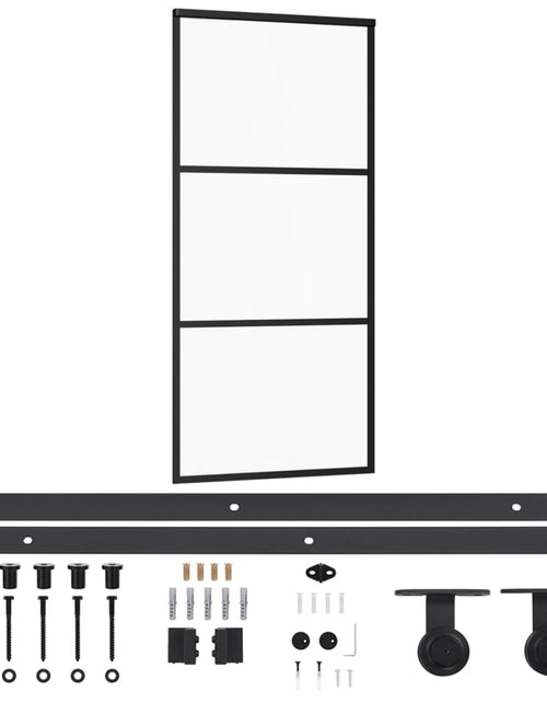 Încărcați imaginea în vizualizatorul Galerie, Ușă glisantă cu set feronerie, 90x205 cm, sticlă ESG/aluminiu
