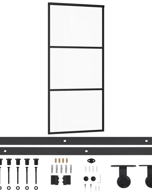 Încărcați imaginea în vizualizatorul Galerie, Ușă glisantă cu set feronerie, 90x205 cm, sticlă ESG/aluminiu
