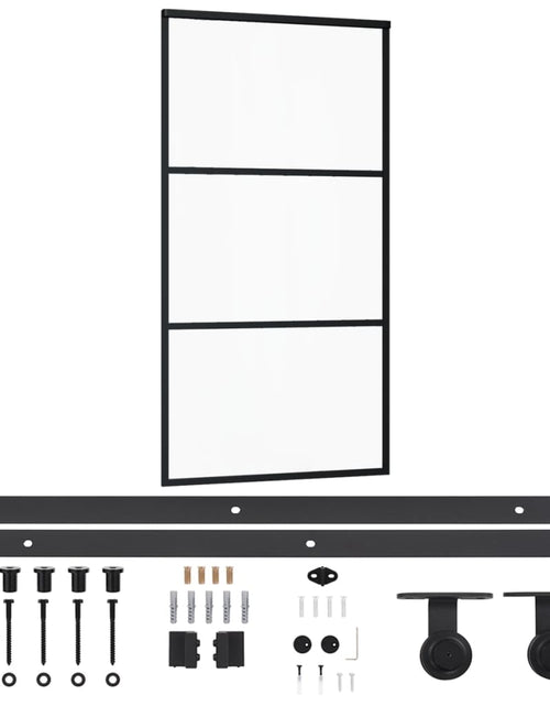 Încărcați imaginea în vizualizatorul Galerie, Ușă glisantă cu set feronerie, 102x205 cm, sticlă ESG/aluminiu
