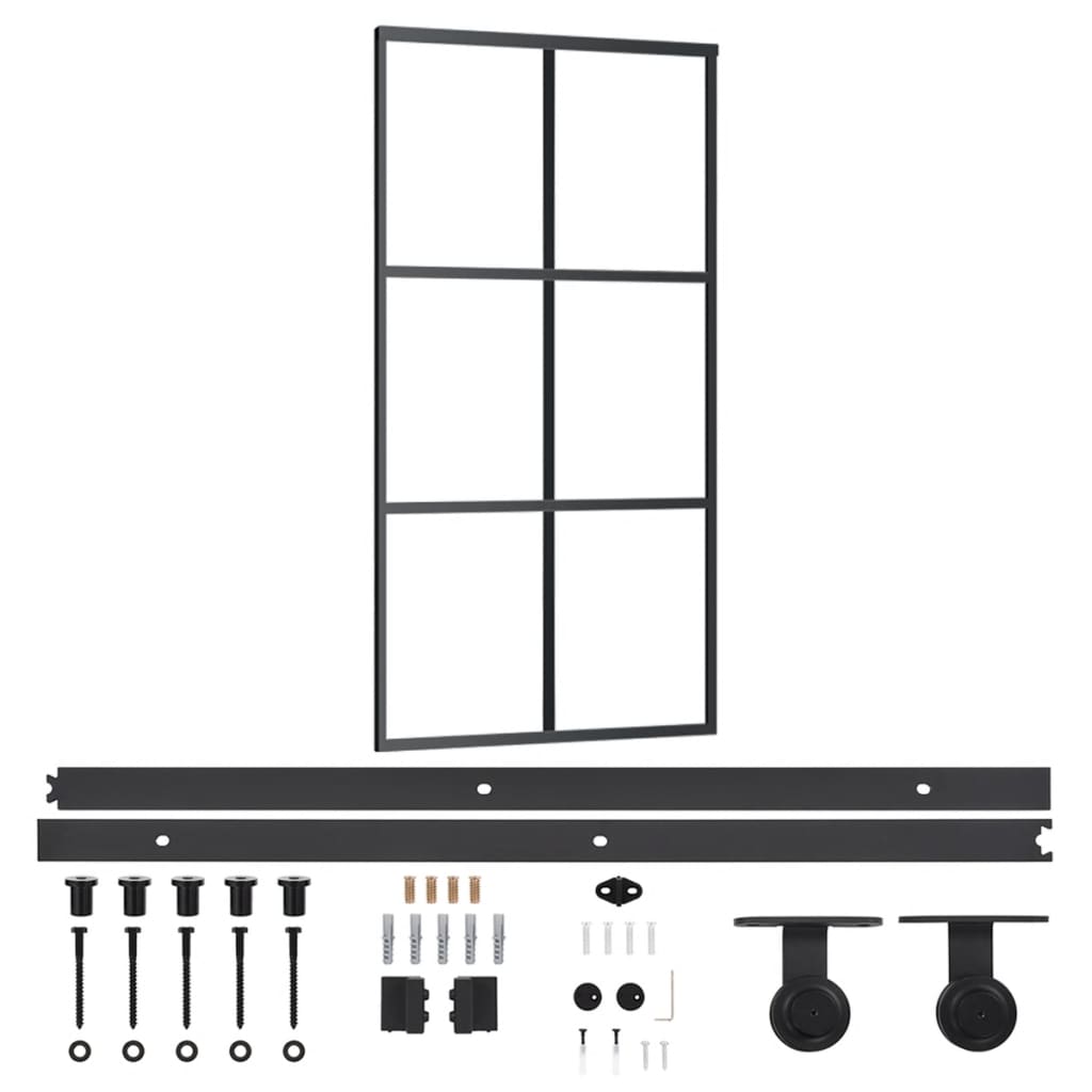 Ușă glisantă cu set feronerie, 102x205 cm, sticlă ESG/aluminiu