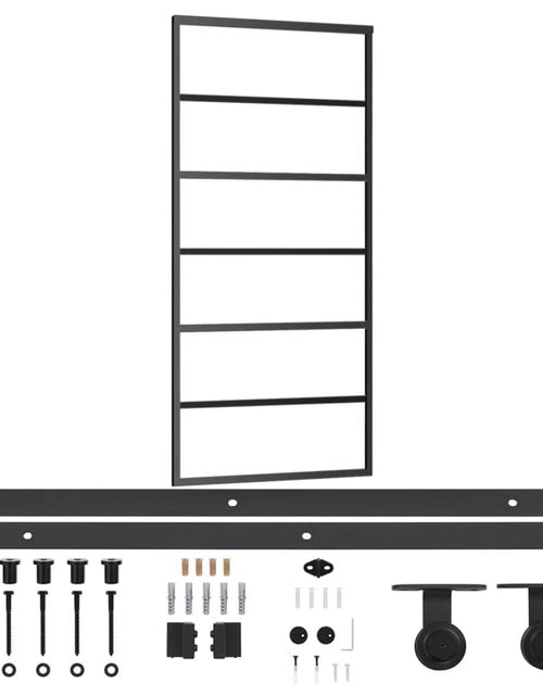 Încărcați imaginea în vizualizatorul Galerie, Ușă glisantă cu set feronerie, 90x205 cm, sticlă ESG/aluminiu
