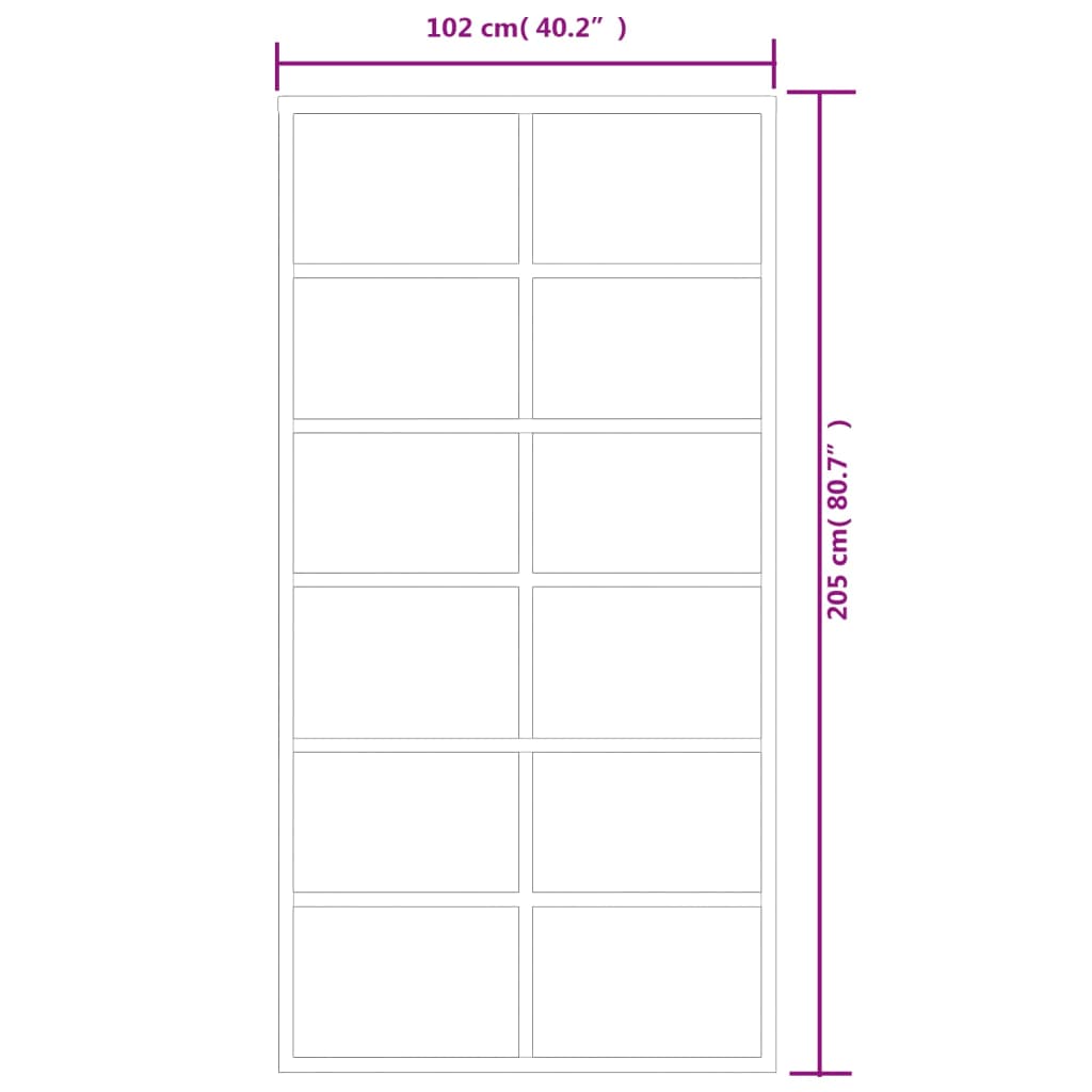 Ușă glisantă cu set feronerie, 102x205 cm, sticlă ESG/aluminiu