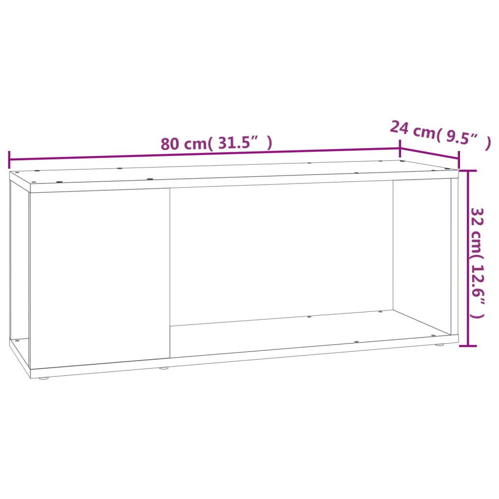 Comodă TV, gri beton, 80x24x32 cm, PAL