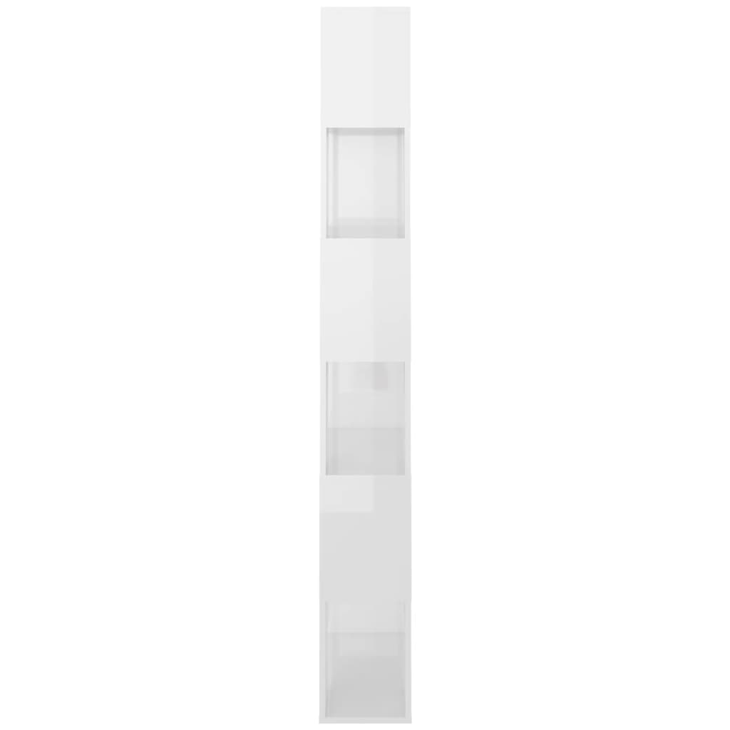 Bibliotecă/Separator cameră, alb extralucios, 80x24x186 cm, PAL - Lando
