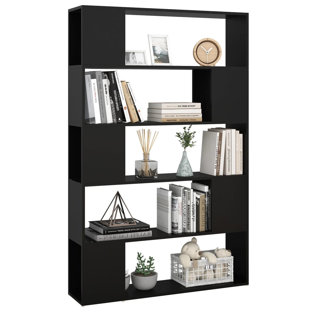 Bibliotecă/Separator cameră, negru, 100x24x155 cm, PAL