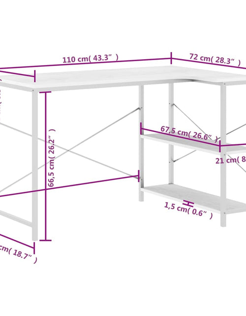 Загрузите изображение в средство просмотра галереи, Birou de computer, alb, 110x72x70 cm, lemn prelucrat
