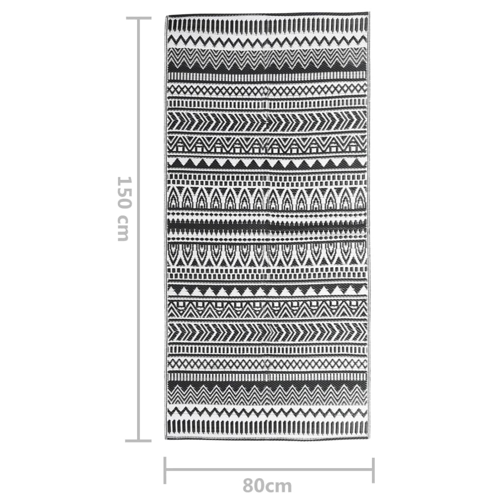 Covor de exterior, negru, 80x150 cm, PP