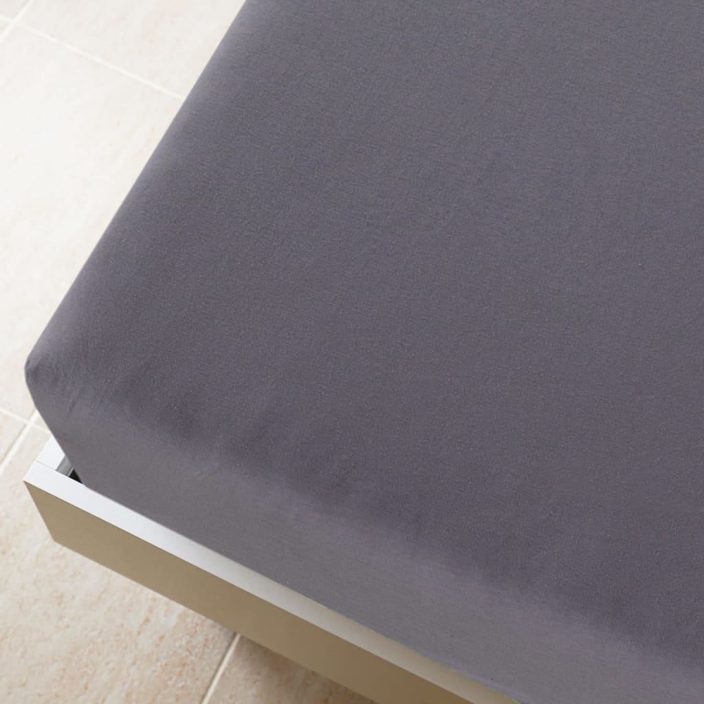 Cearșaf de pat cu elastic, 2 buc., antracit, 90x200 cm, bumbac