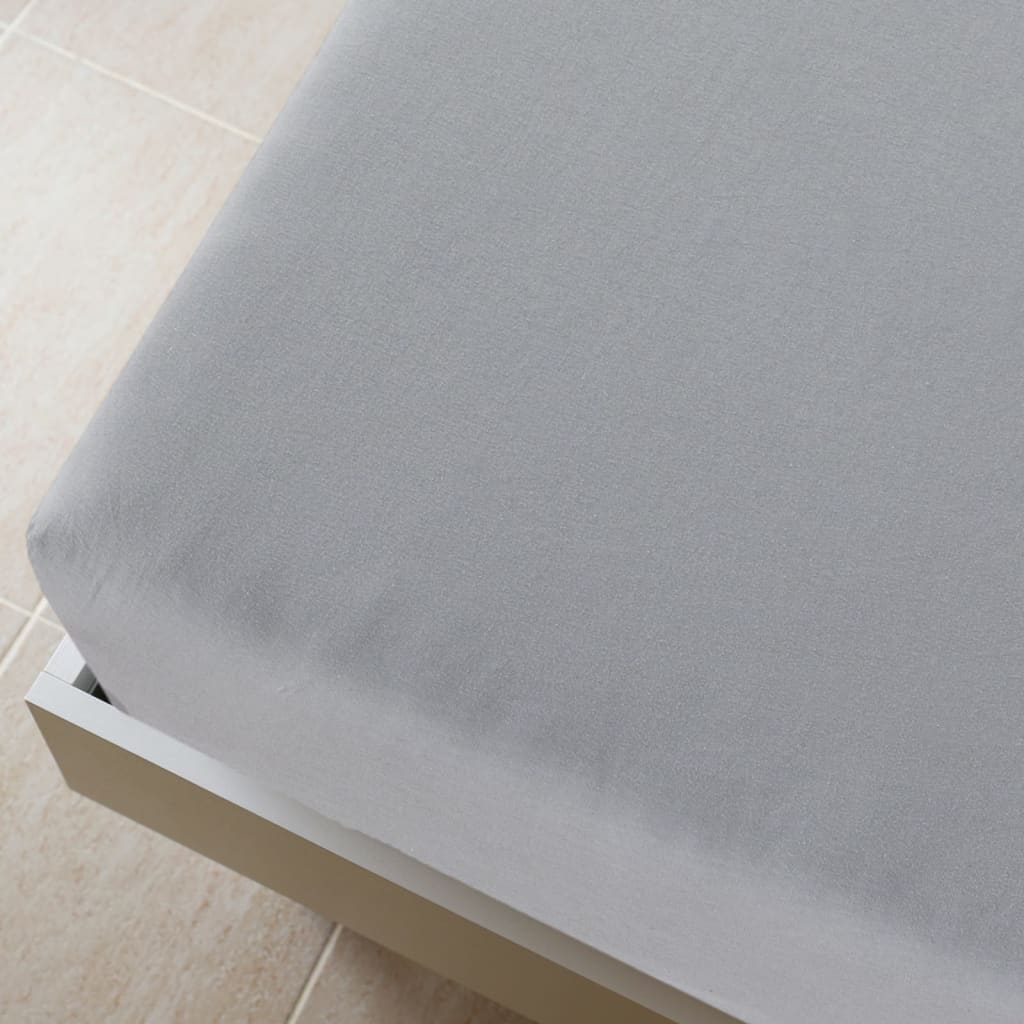 Cearșaf de pat cu elastic, 2 buc., gri, 160x200 cm, bumbac