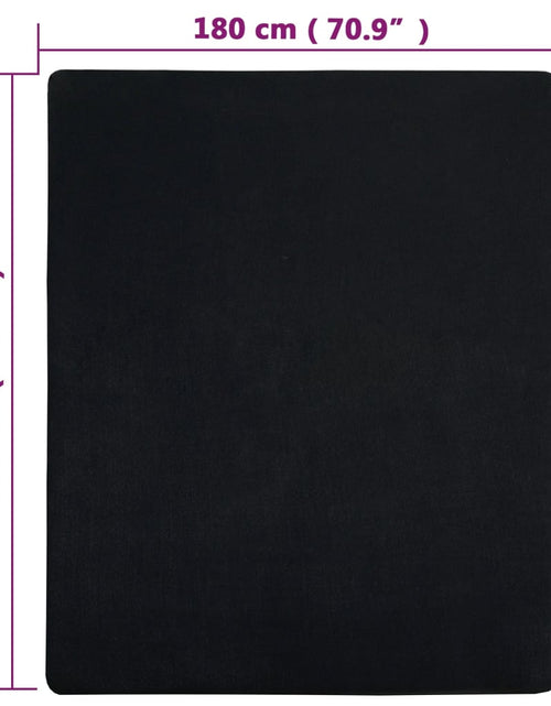 Загрузите изображение в средство просмотра галереи, Cearșaf de pat cu elastic, negru, 180x200 cm, bumbac
