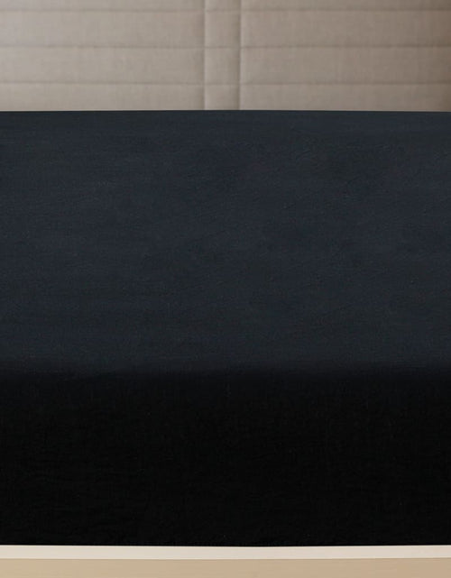 Încărcați imaginea în vizualizatorul Galerie, Cearșaf de pat cu elastic, 2 buc., negru, 180x200 cm, bumbac
