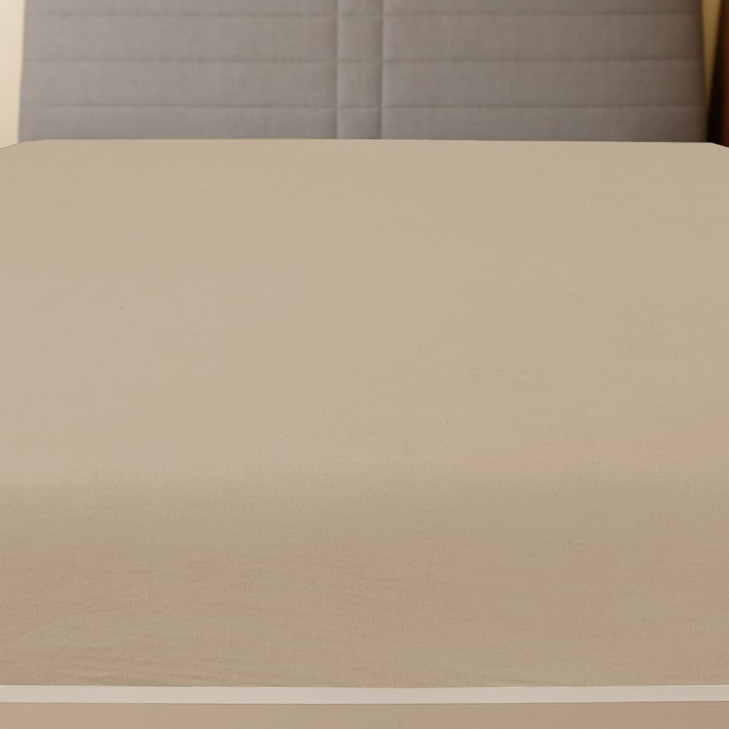 Cearșaf de pat cu elastic, 2 buc., gri taupe, 90x200 cm, bumbac