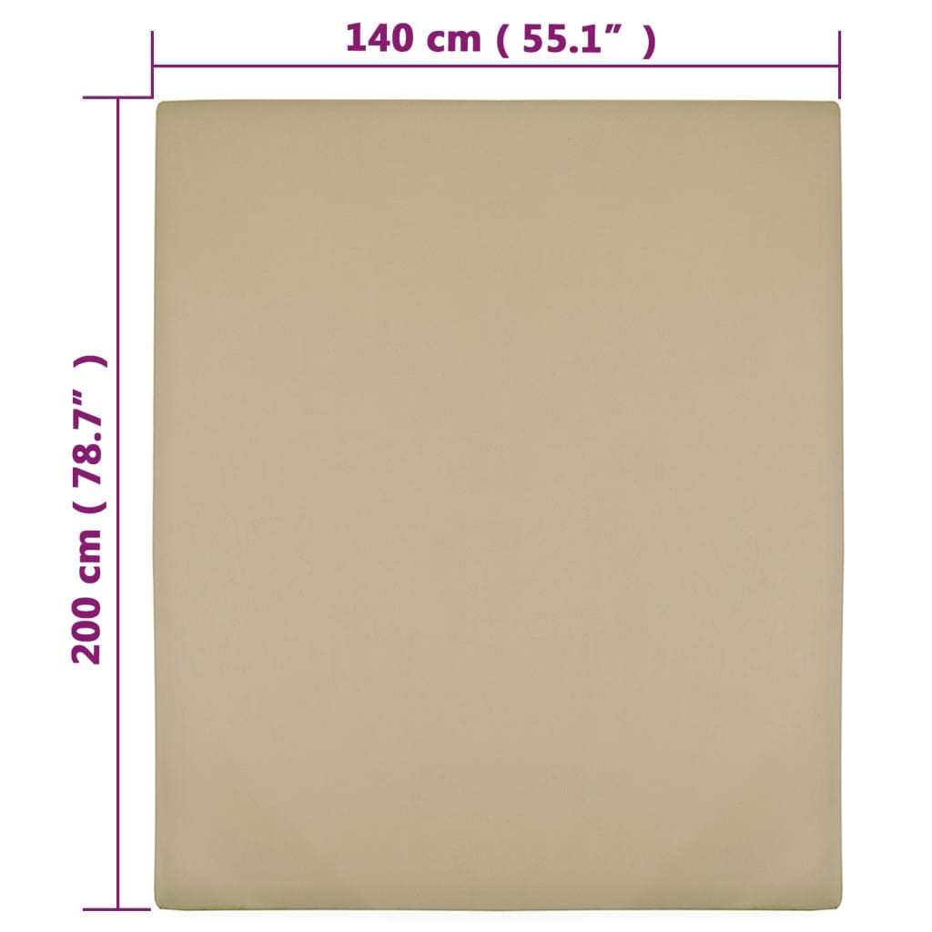 Cearșaf de pat cu elastic, gri taupe, 140x200 cm, bumbac