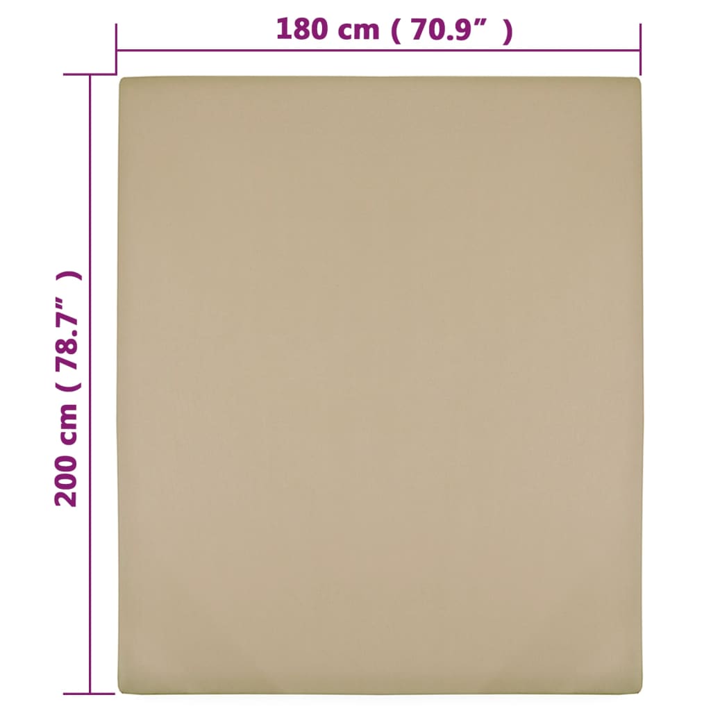 Cearșaf de pat cu elastic, 2 buc, gri taupe, 180x200 cm bumbac