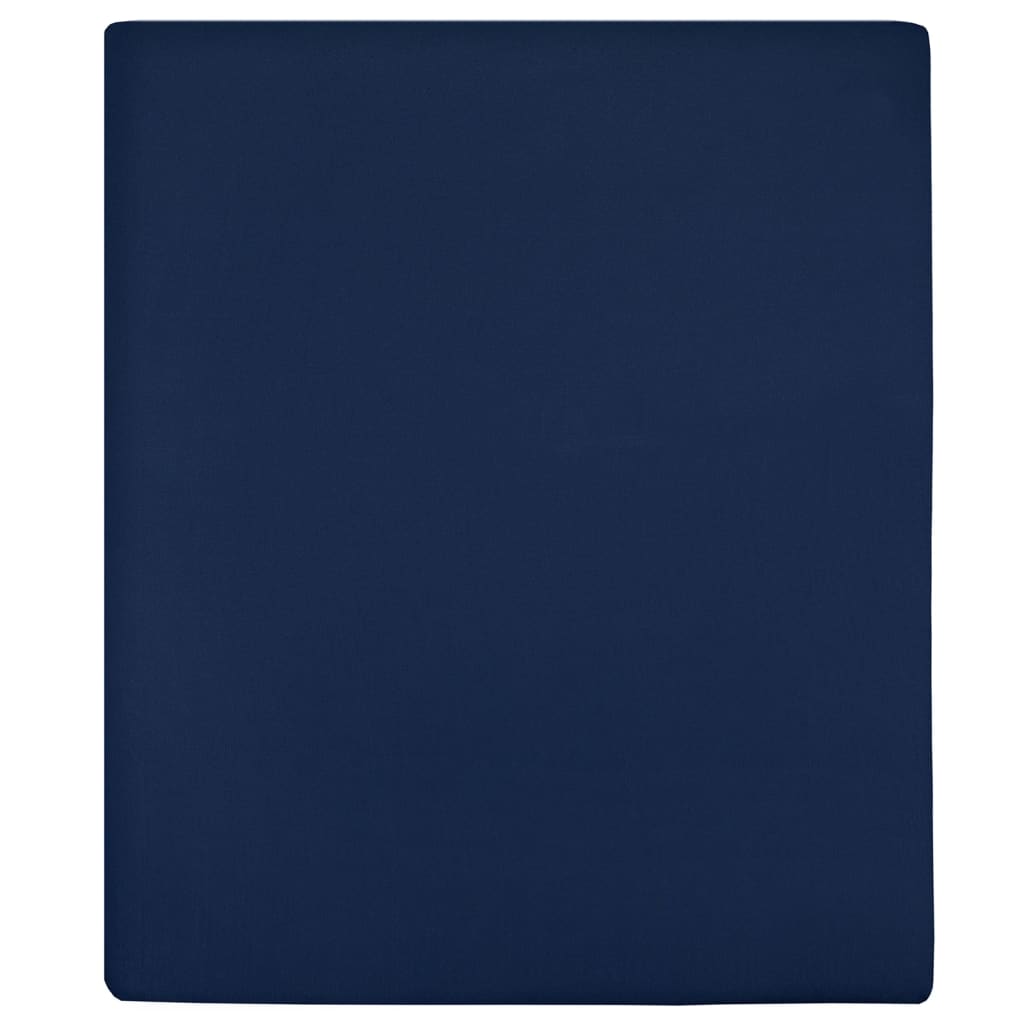 Cearșaf de pat cu elastic, bleumarin, 90x200 cm, bumbac