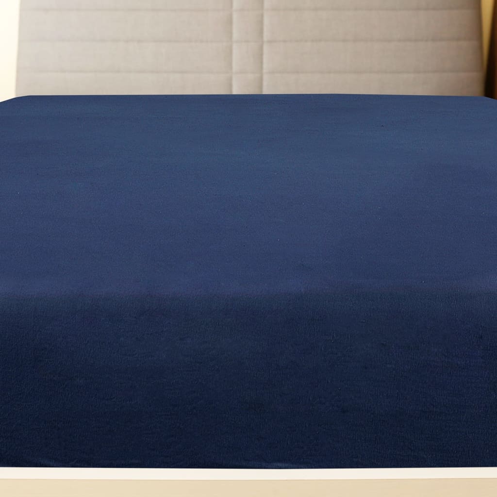 Cearșaf de pat cu elastic, bleumarin, 90x200 cm, bumbac