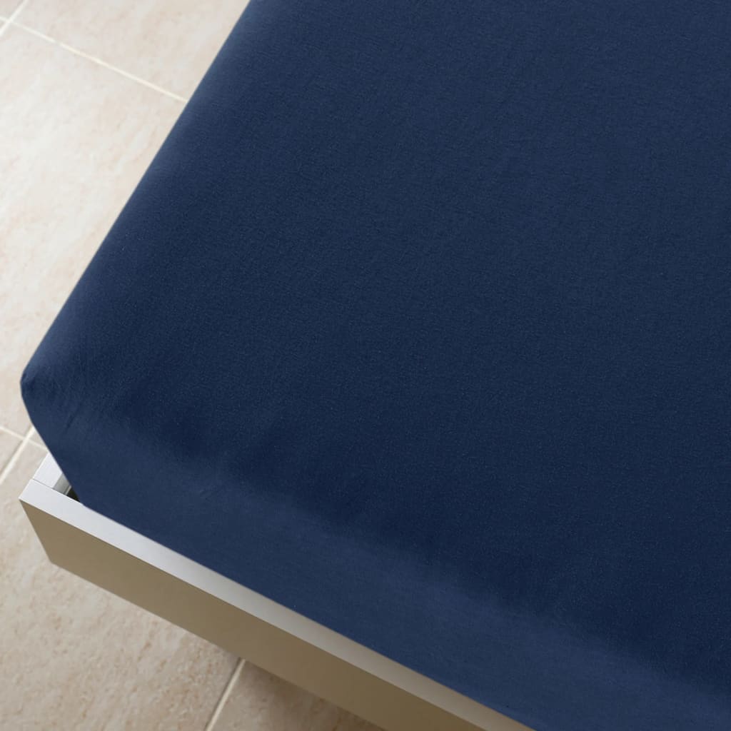 Cearșaf de pat cu elastic, bleumarin, 180x200 cm, bumbac