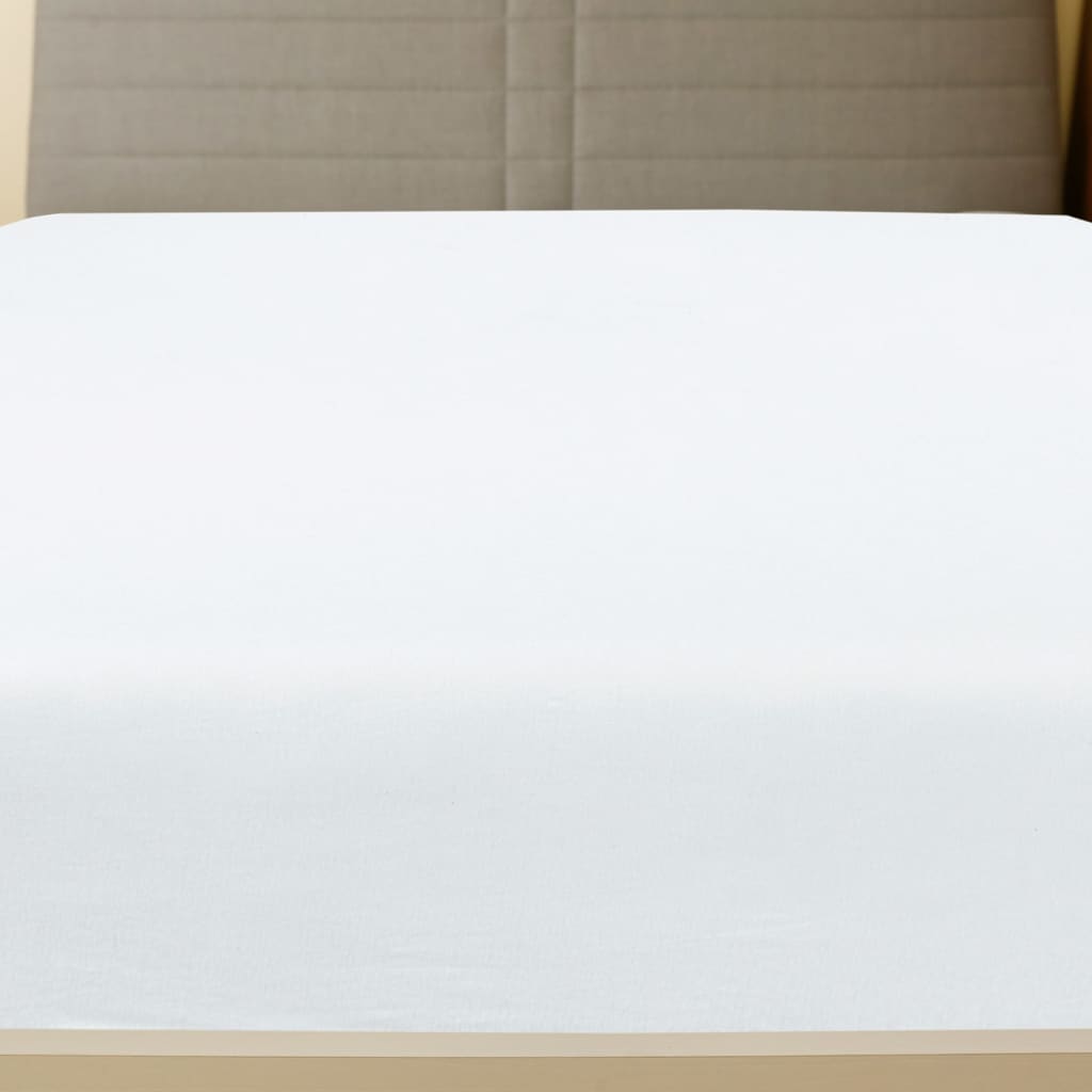 Cearșaf de pat cu elastic, 2 buc., alb, 90x200 cm, bumbac