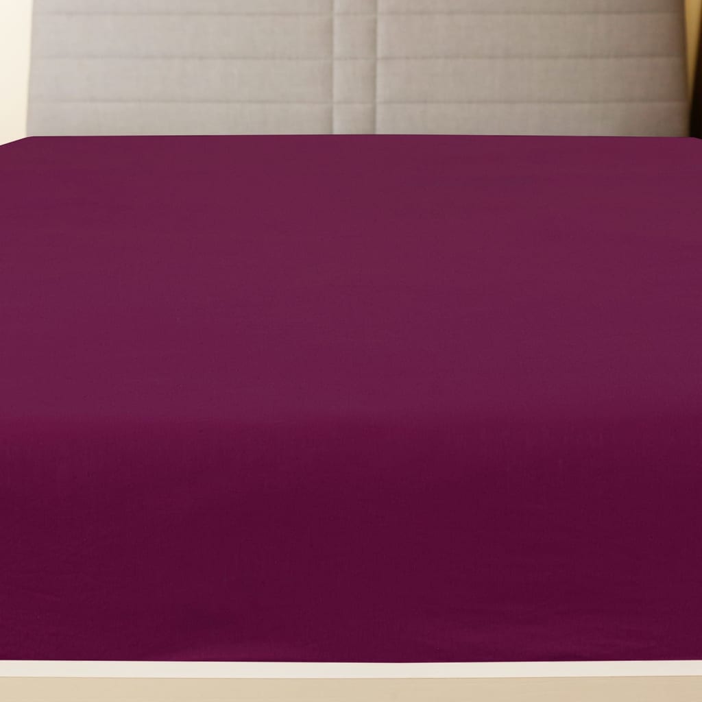 Cearșaf de pat cu elastic, 2 buc., bordo, 90x200 cm, bumbac