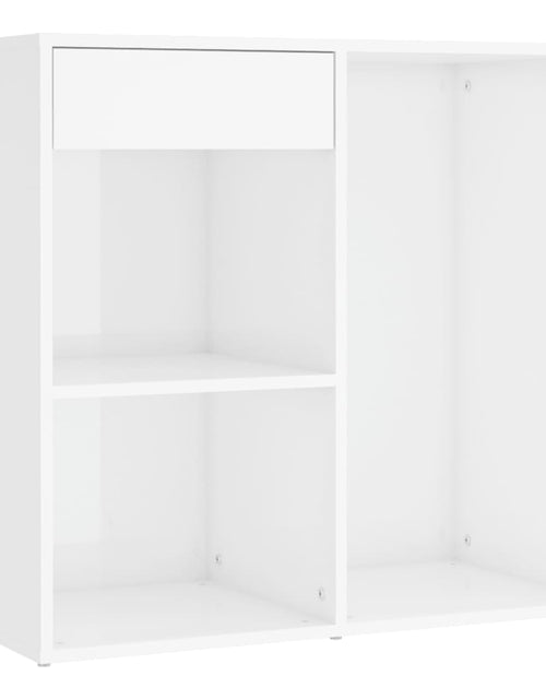 Загрузите изображение в средство просмотра галереи, Masă toaletă cu LED/2 dulapuri, alb extralucios, lemn prelucrat
