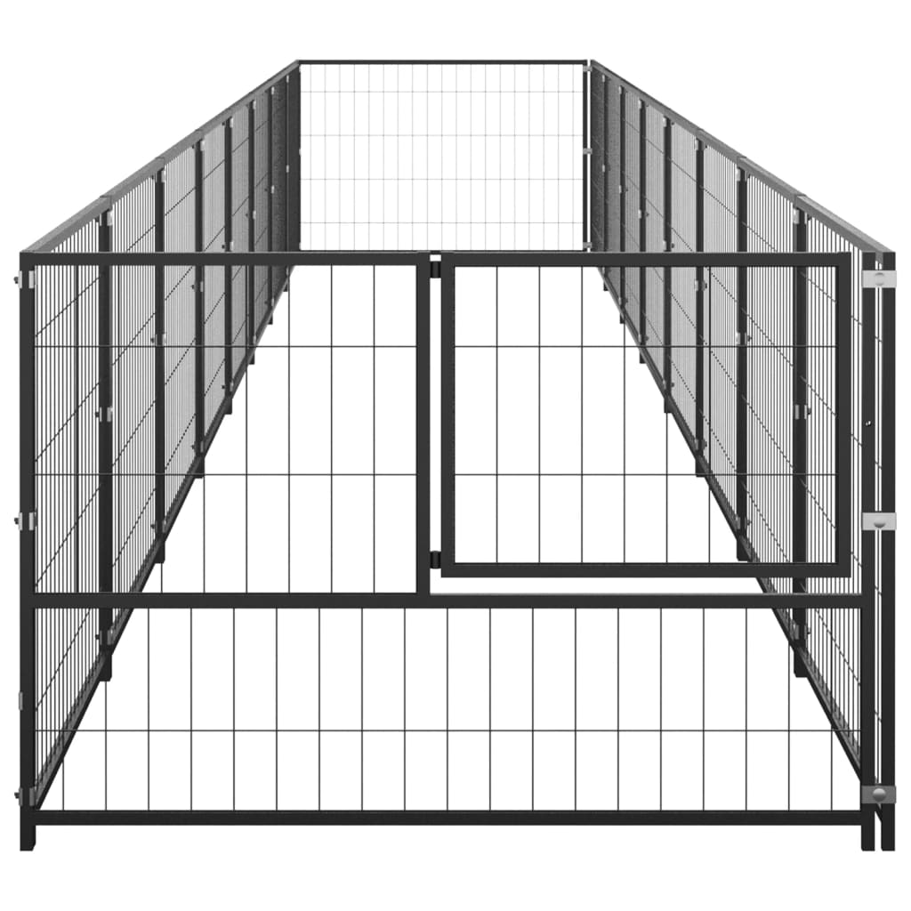 Padoc pentru câini, negru, 8 m², oțel