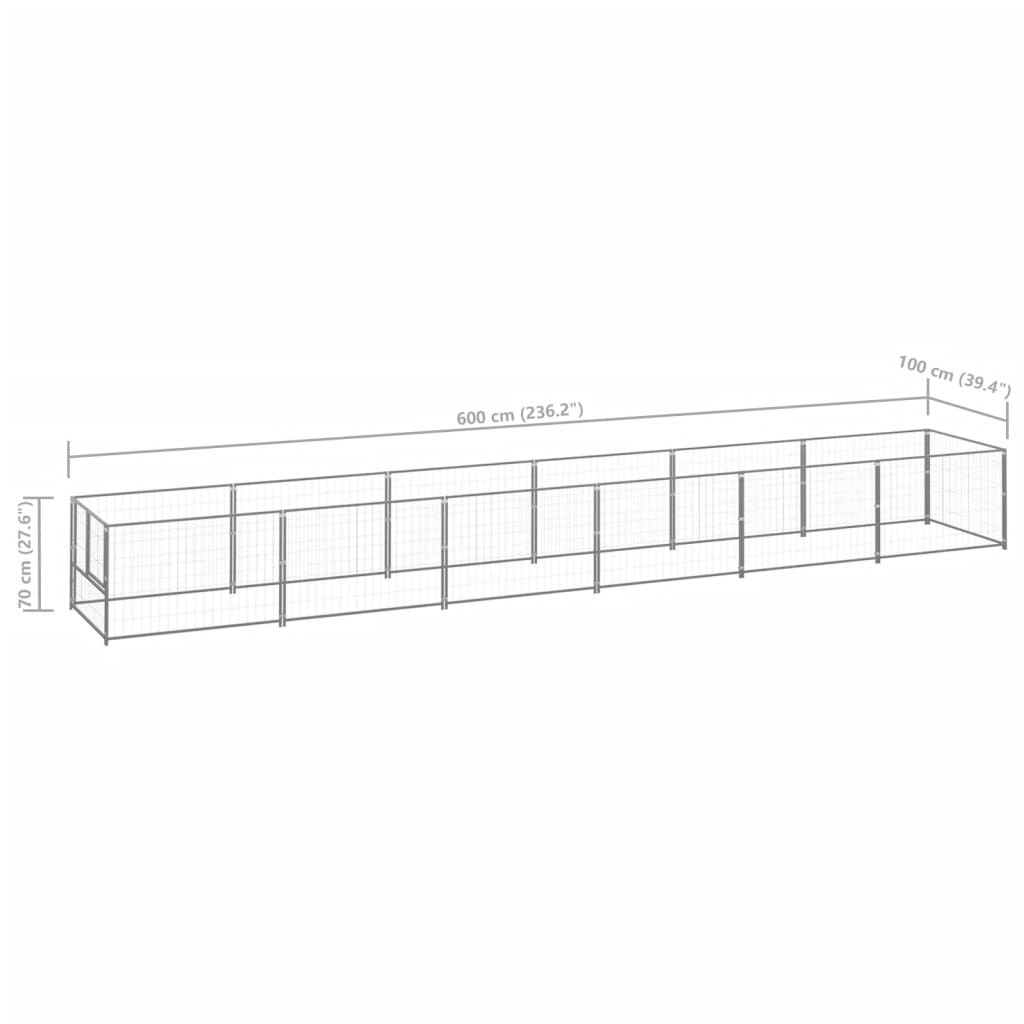 Padoc pentru câini, argintiu, 6 m², oțel