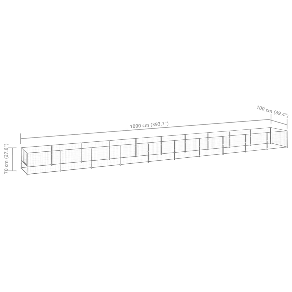 Padoc pentru câini, argintiu, 10 m², oțel