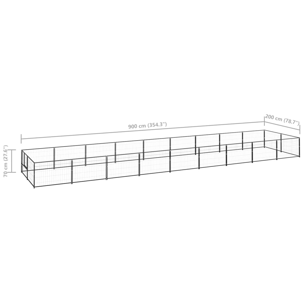 Padoc pentru câini, negru, 18 m², oțel