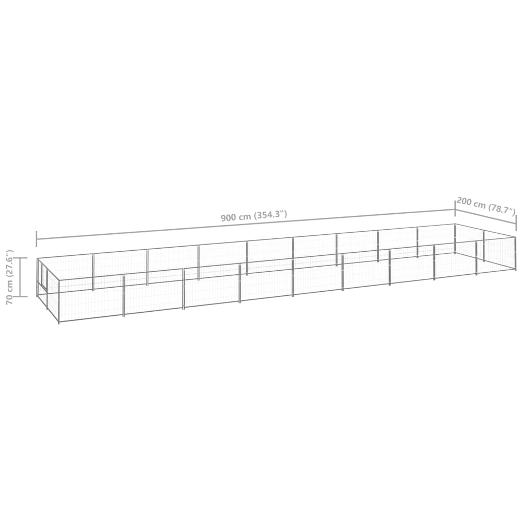 Padoc pentru câini, argintiu, 18 m², oțel