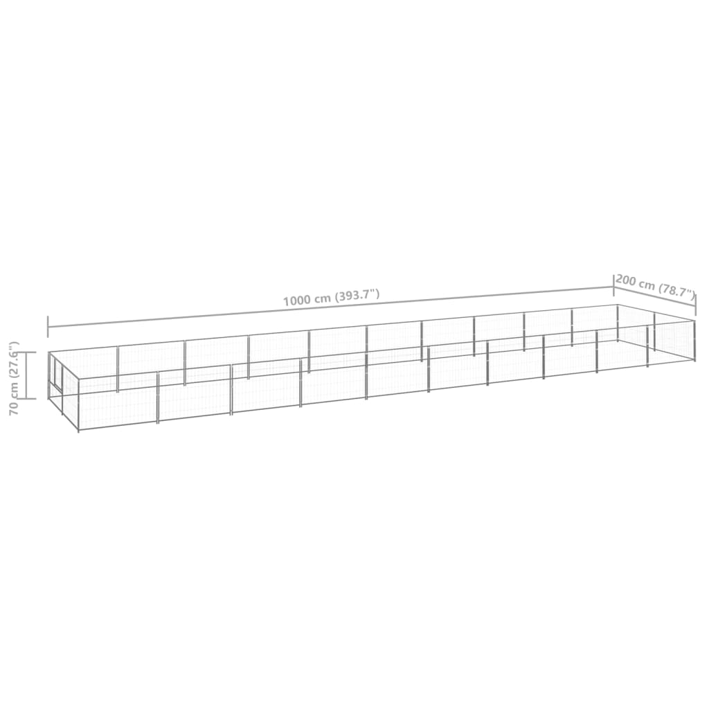 Padoc pentru câini, argintiu, 20 m², oțel