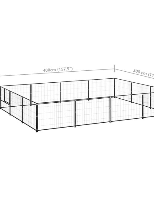 Загрузите изображение в средство просмотра галереи, Padoc pentru câini, negru, 12 m², oțel
