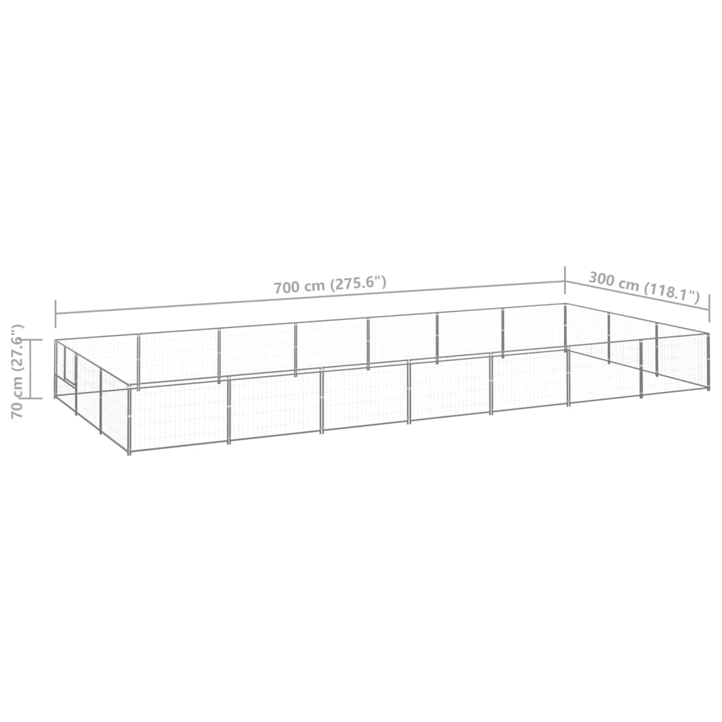 Padoc pentru câini, argintiu, 21 m², oțel