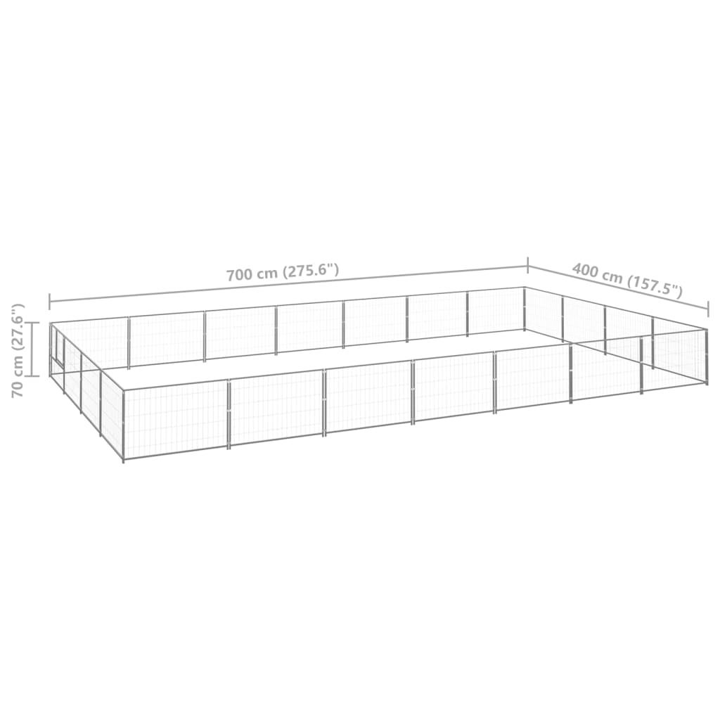 Padoc pentru câini, argintiu, 28 m², oțel