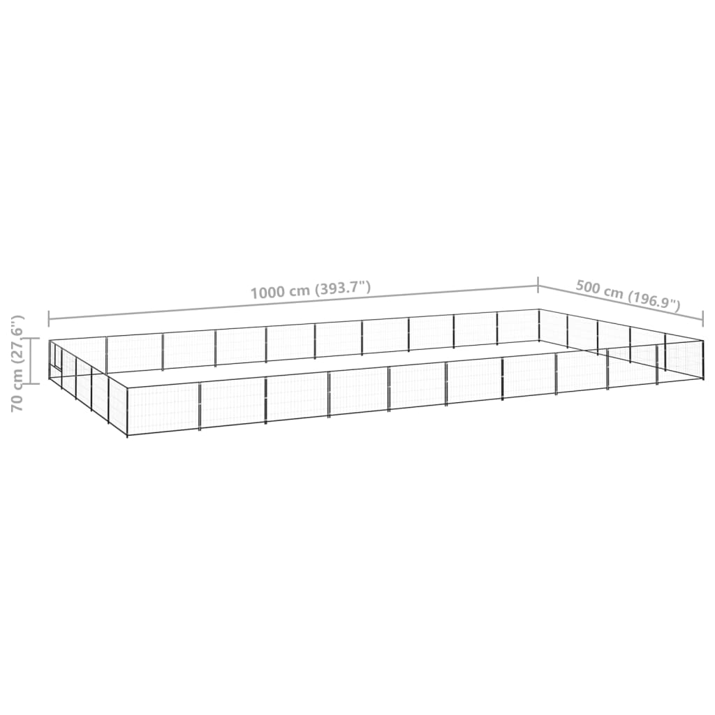 Padoc pentru câini, negru, 50 m², oțel