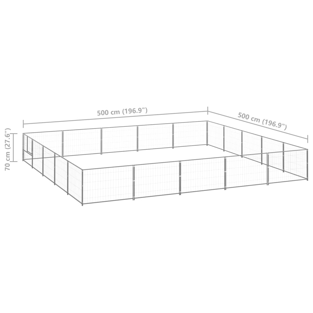 Padoc pentru câini, argintiu, 25 m², oțel