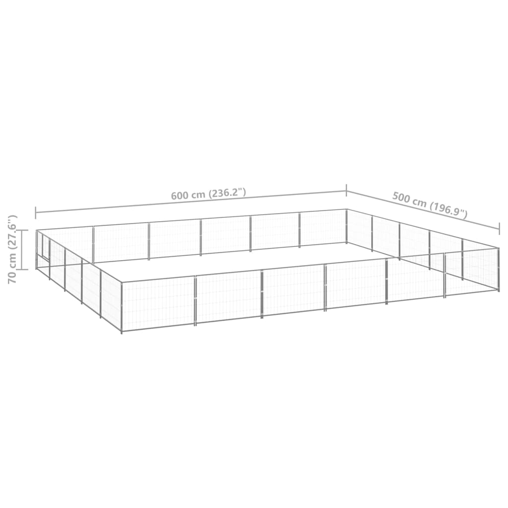 Padoc pentru câini, argintiu, 30 m², oțel