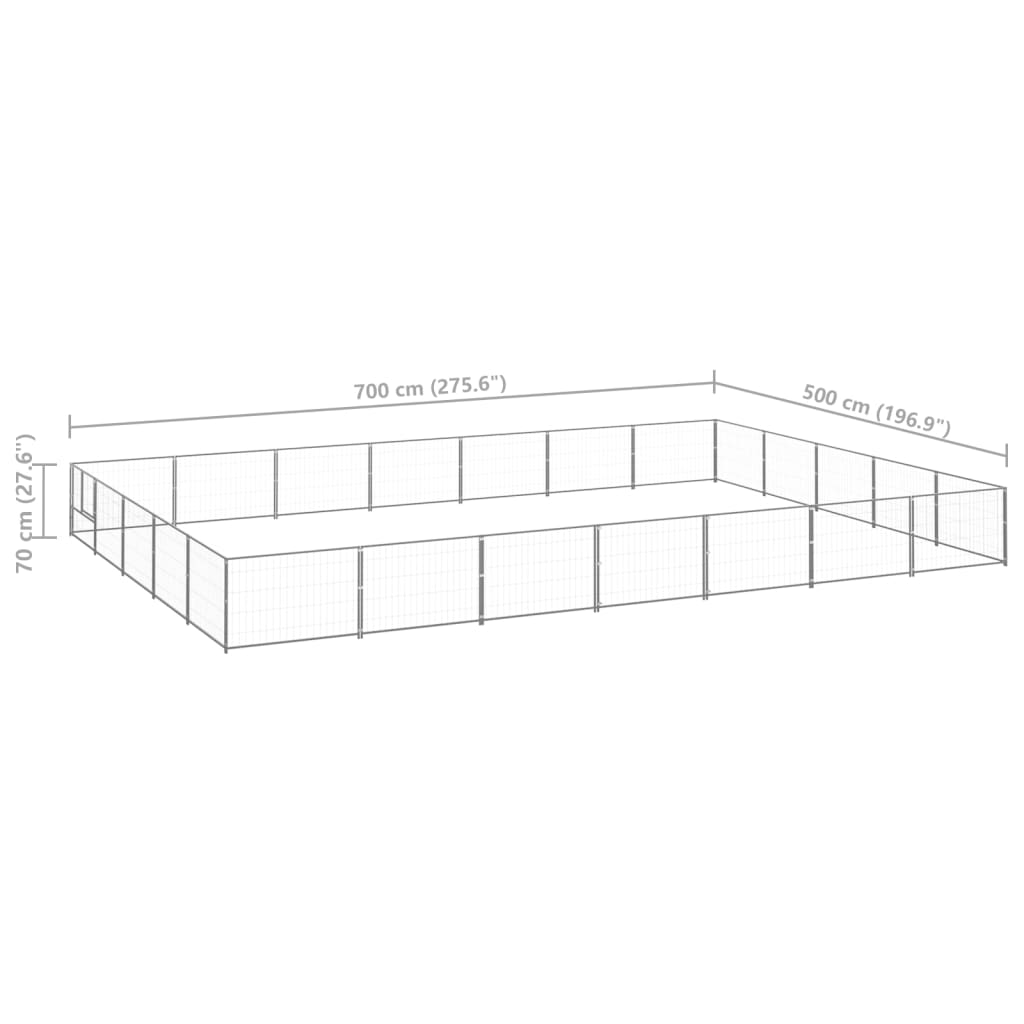 Padoc pentru câini, argintiu, 35 m², oțel