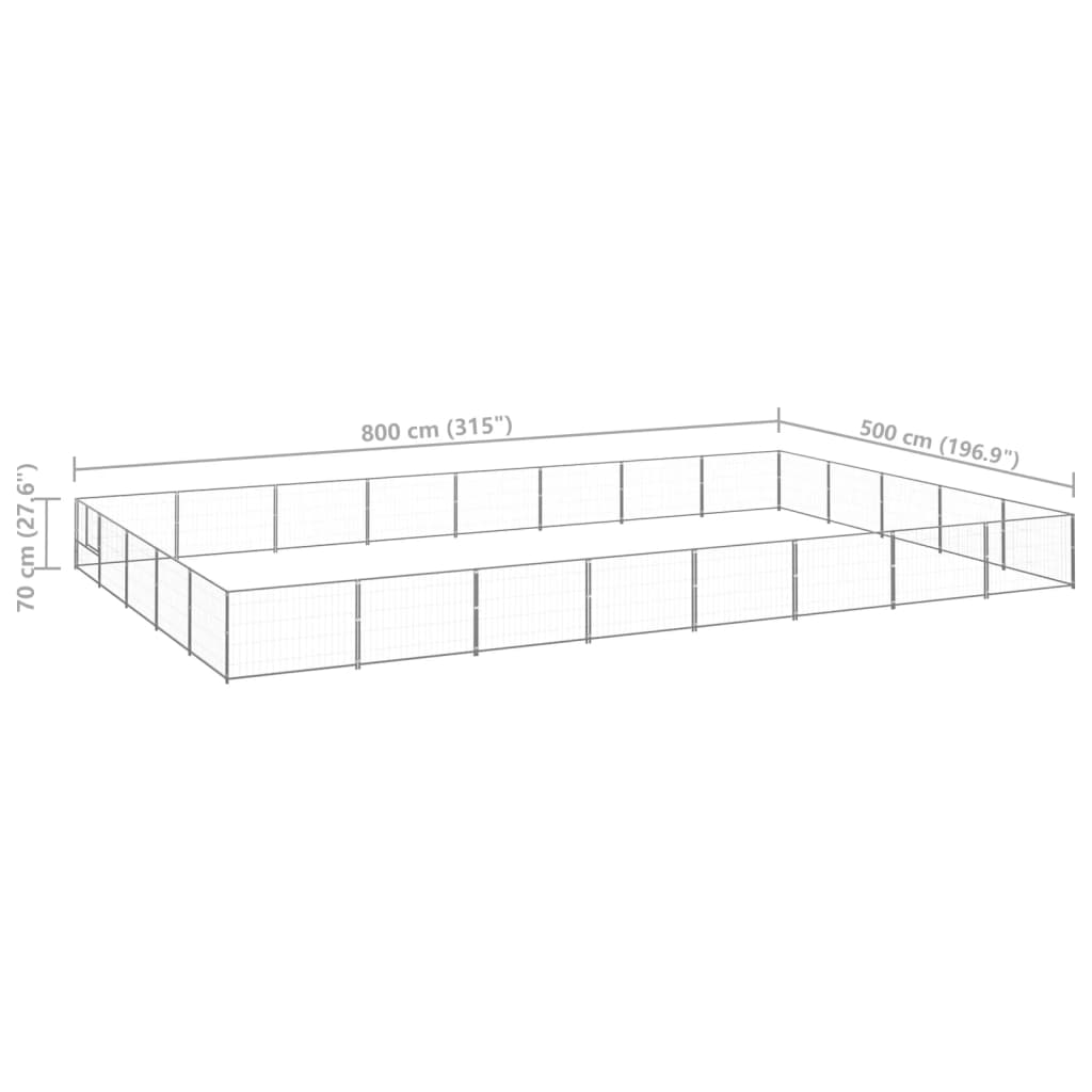 Padoc pentru câini, argintiu, 40 m², oțel