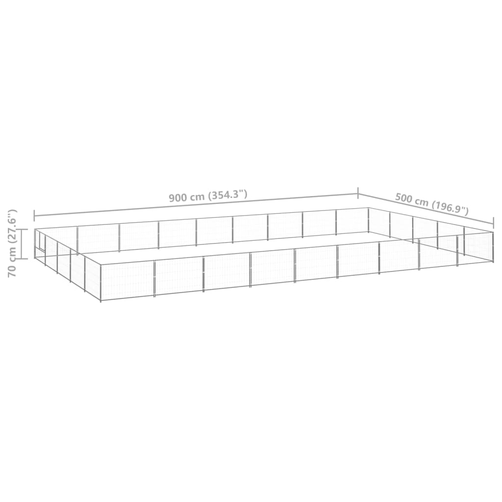 Padoc pentru câini, argintiu, 45 m², oțel