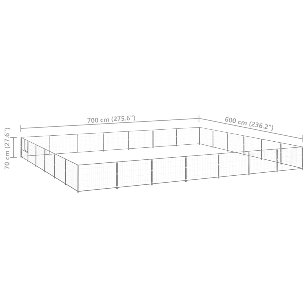 Padoc pentru câini, argintiu, 42 m², oțel