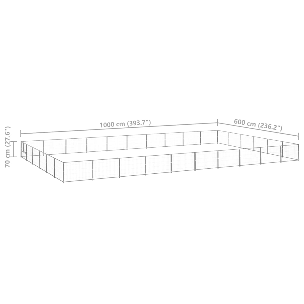 Padoc pentru câini, argintiu, 60 m², oțel