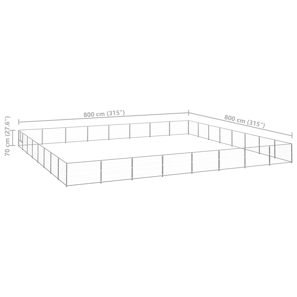 Padoc pentru câini, argintiu, 64 m², oțel