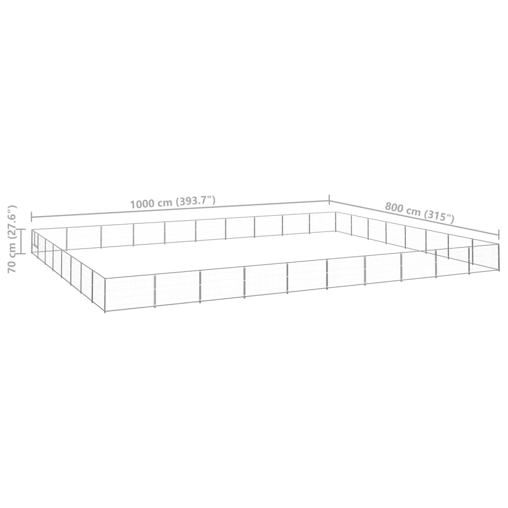 Padoc pentru câini, argintiu, 80 m², oțel